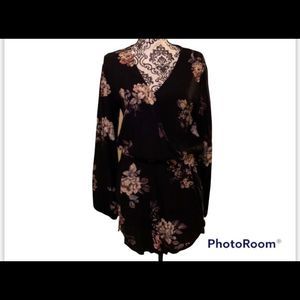 Kendall  & Kylie black  and floral short jump suit small
